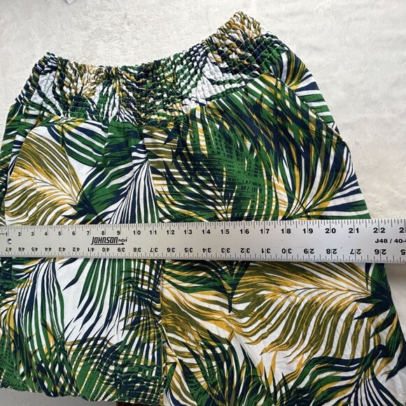 Tahari Women Tropical Leaf Print Linen Blend Elastic Waist Wide Leg Pants Medium - Picture 7 of 10